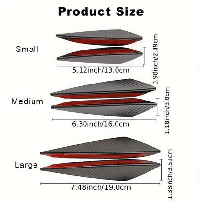 6pcs Racing carbon fiber pattern spoiler kit, car bumper collision protection paint rubber decoration