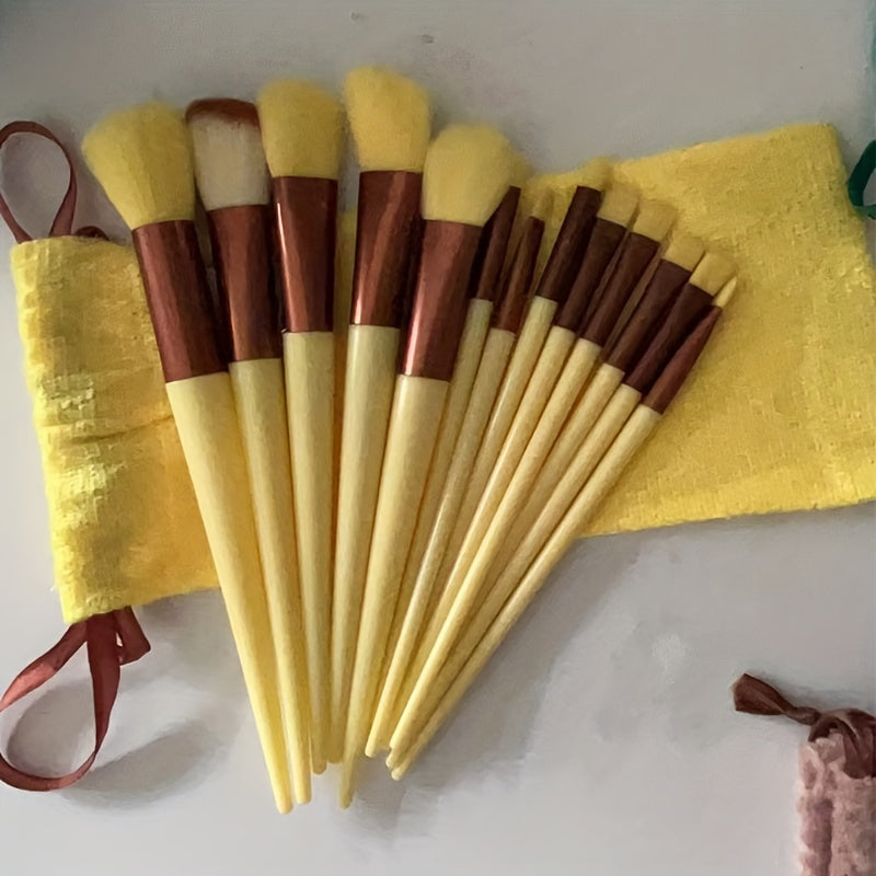 Luxurious 13pcs Makeup Brush Set With Soft Synthetic Bristles - Includes Travel Pouch, Fragrance-Free For All Skin Types