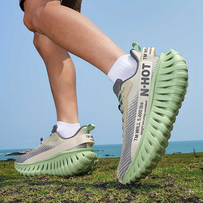 Men'S Lightweight Running Shoes - Non-Slip Grip, Breathable Athletic Sneakers with Cushioned MD Sole - All-Season Gym, Jogging, Hiking, Training Shoes - Low-Top Design for Road, Trail, Casual Attire - Lace-Up Closure (Black)