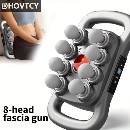 Dhovtcy 8-Head Massage Gun with LED Screen - Rechargeable Handheld Massager for Shoulders, Back, Legs, Arms - USB Charging, Battery, Ergonomic Design for Men & Women, Portable for Home & Travel Use, Massage Gun for Back, Slee