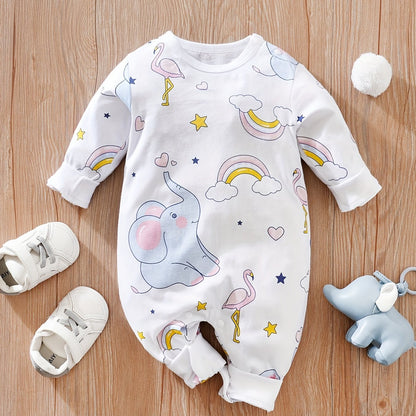 Baby Cute Cartoon Koala Long Sleeve Crew Neck Rompers