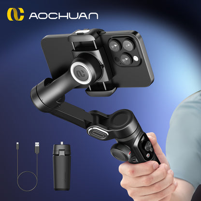AOCHUAN Xpro Gimbal Stabilizer Dimensional Stability Anti-shake Can Be Handheld Desktop Tripod Reverse Charging Photography Mode with Fill Light LED Display Remote Control Face Follow Body Follow Gesture Control Self-timer VL