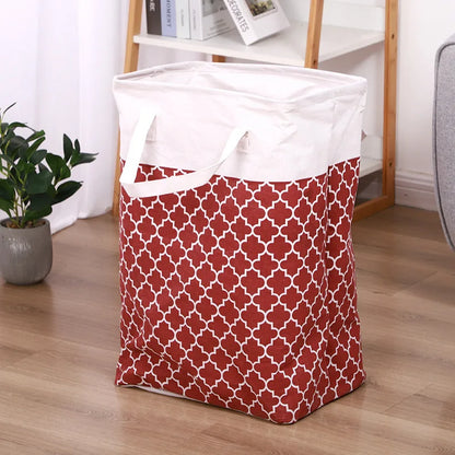 Folding Fabric Laundry Storage Basket Linen Cloth Quilt Movin Toy Dorm Family Hamper ExtendedHandle Striped Dirty Clothes Hamper