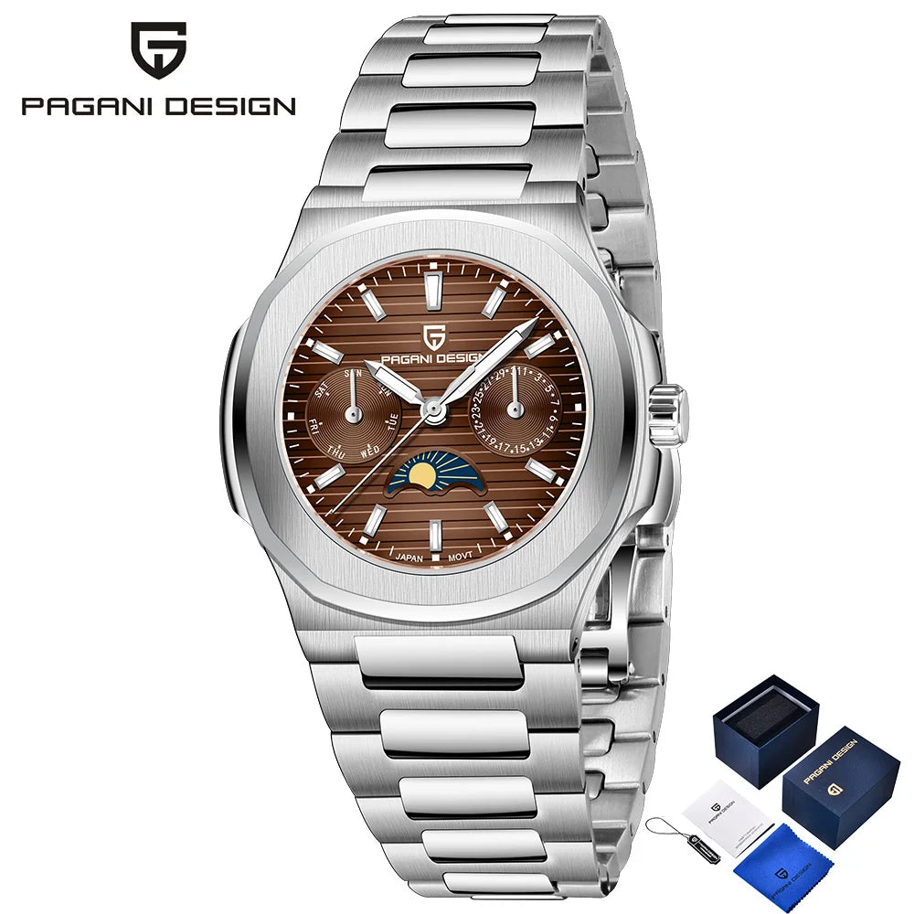 Pagani design 2025new women's watch luxury quartz watch top Sapphire luminous chronograph watch clock complete calendar gift box