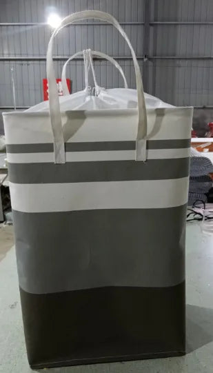 Folding Fabric Laundry Storage Basket Linen Cloth Quilt Movin Toy Dorm Family Hamper ExtendedHandle Striped Dirty Clothes Hamper