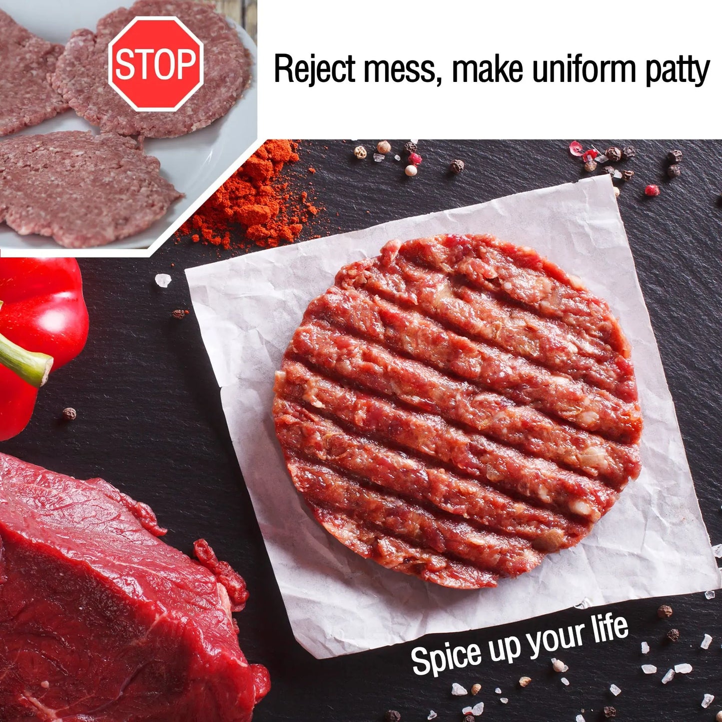 BBQ Grilling Tool 3-in-1 Non-Stick PP Beef Meat Veggie Mold Stuffed Slider Burger Press Hamburger Patty Maker