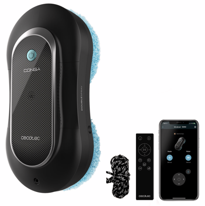 Cecotec Aspirador Limpiacristales Windroid 1090 Double Spray 72 W com aplicação e comando