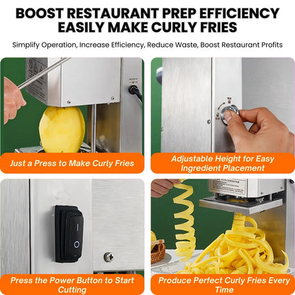 Try Our New Product Thin Easy To Operate Spiral Cutter Machine 26W Potato Slicer Cutting