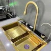 Gold SUS Smart Kitchen Sink Nano Stainless Steel Hand Made Kitchen Sink Waterfall Kitchen Sink With Digital Display