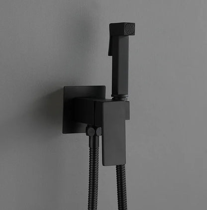 Matte Black Brass Handheld Sprayer Bidet  Shattaf Full Set Cold and Hot Mixer Faucet