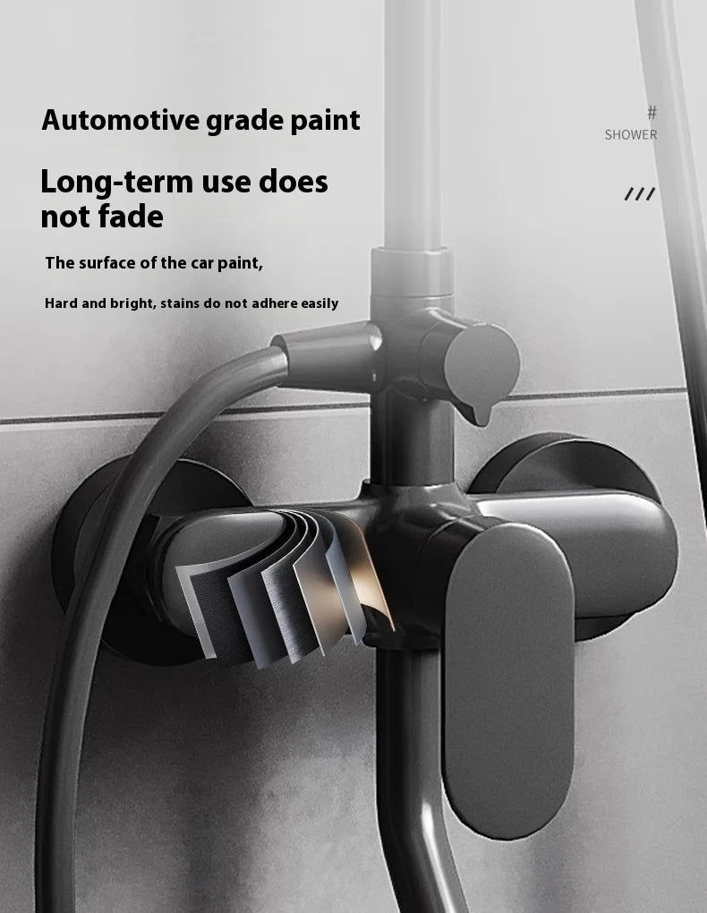 Gun Grey All-Copper Household Bathroom Shower Set Simple Design Ceramic Metered Faucets Chrome Shower Booster