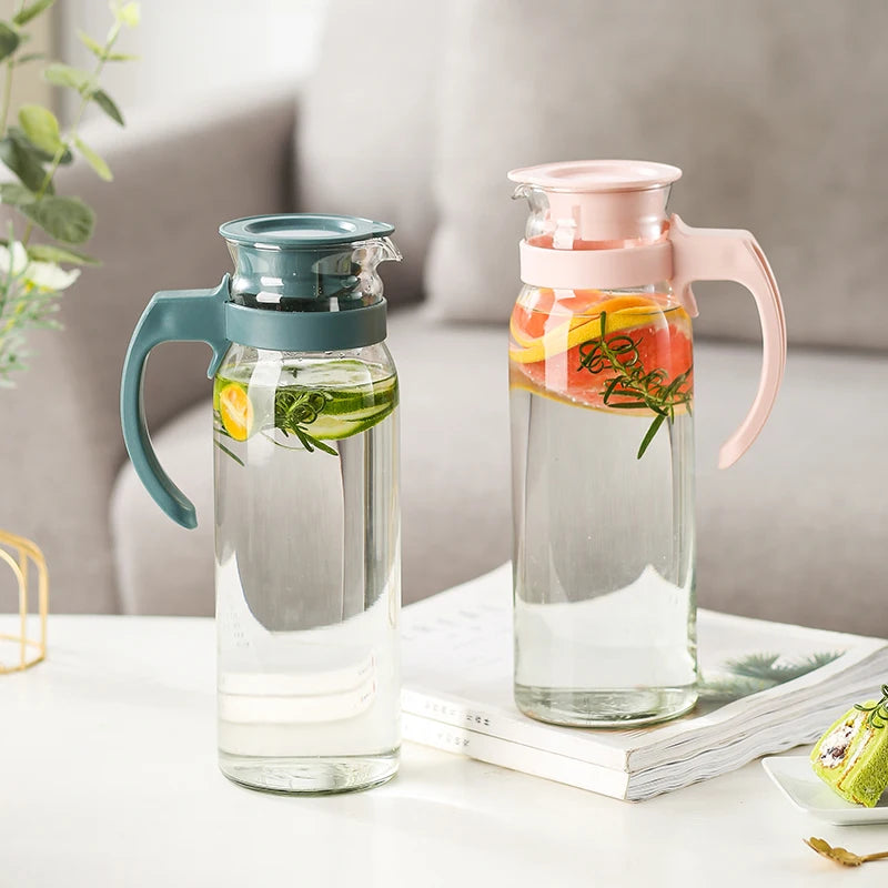 Hot Sale 1400ml Summer Cold Juice Ice Filter Jug Glass Water Pitcher with Plastic Lid