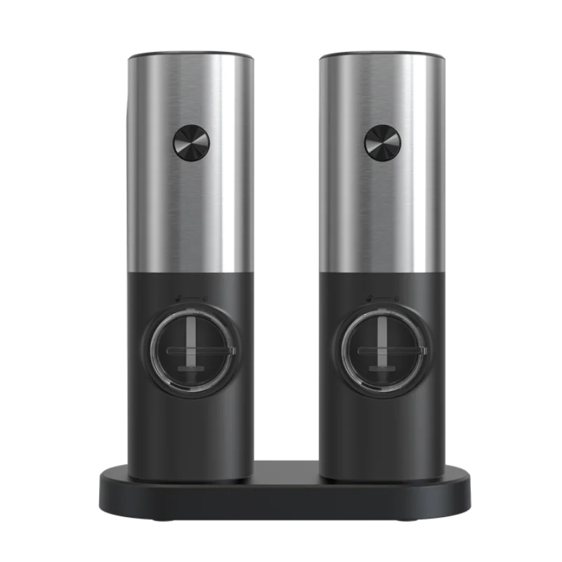 1Set Electric Salt and Pepper Grinder Set With Storage Base Spice Bottle Black Mill Pepper Grinder