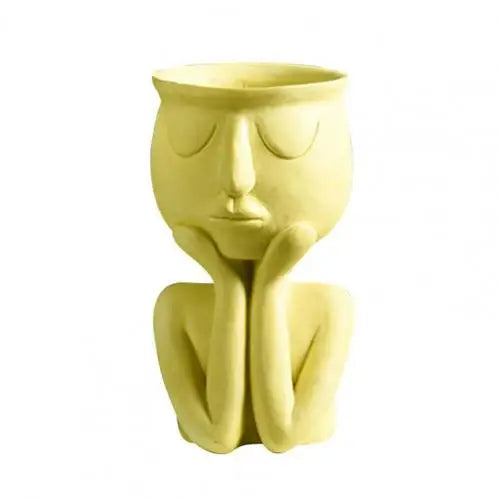 Human Think Face Ceramic Plants Flower Pot Vase Planter Tabletop Home Crafts Display Window Model Room Soft Decoration