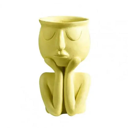 Human Think Face Ceramic Plants Flower Pot Vase Planter Tabletop Home Crafts Display Window Model Room Soft Decoration