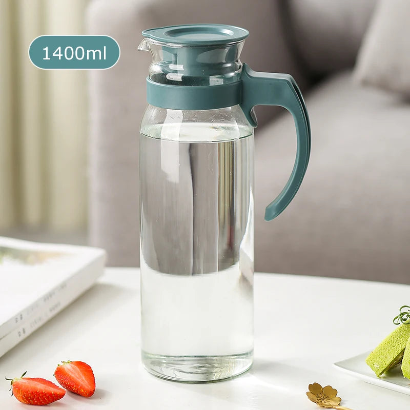 Hot Sale 1400ml Summer Cold Juice Ice Filter Jug Glass Water Pitcher with Plastic Lid