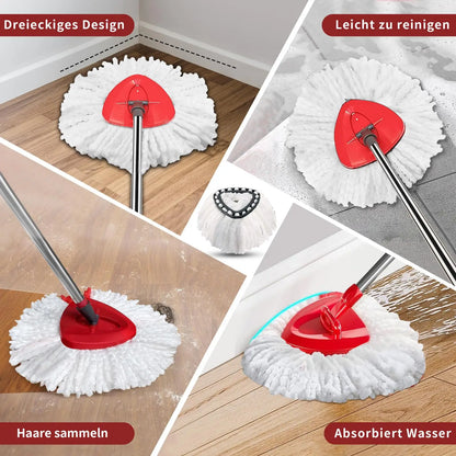 4 Pack Replaceable Mop Cloth with Deep Cleaning Brush&Handle Multi-Function Microfiber Mop Head Refills for Vileda EasyWring