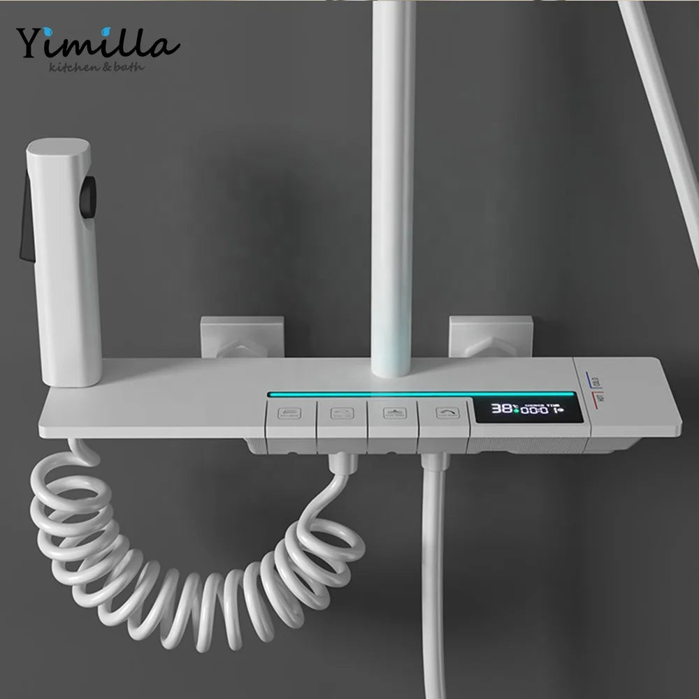 Luxury Bathroom Shower Set High Quality Brass Body Gun Grey Shower Mixer System Digital Piano Bathroom Shower Set
