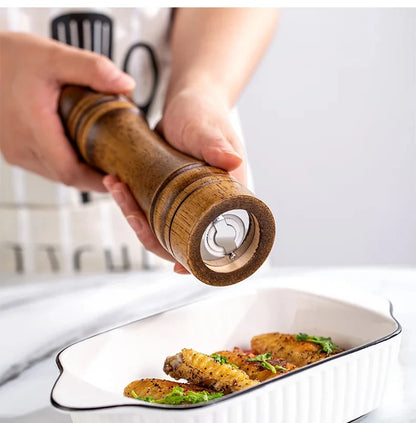 Wooden Grinder Freshly Ground Black Pepper Grains Grinding Bottle Sea Salt Pepper Peppercorns Pepper Household Seasoning Bottle