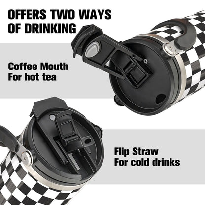 FBA Warehouse Ready Stock 40oz Powder  Solid Color Checkerboard  Coated Insulated Tumbler with Lids and Straws Insulated Mug