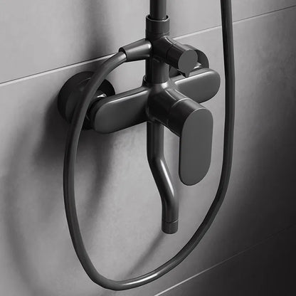 Gun Grey All-Copper Household Bathroom Shower Set Simple Design Ceramic Metered Faucets Chrome Shower Booster