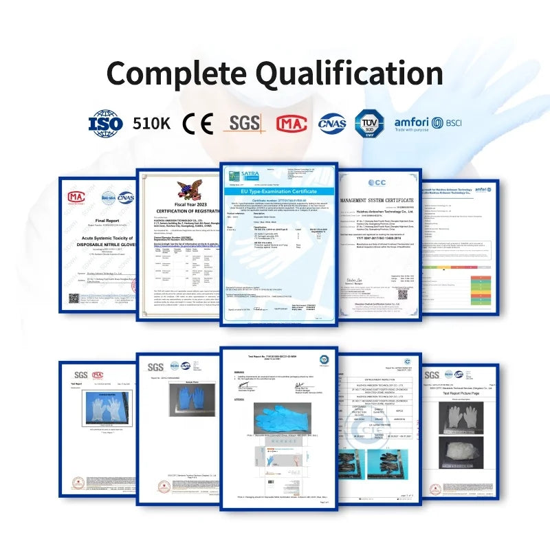 Luvas industriais descartáveis ​​de borracha preta de 8 milímetros com aderência reforçada em forma de diamante, sem pó.