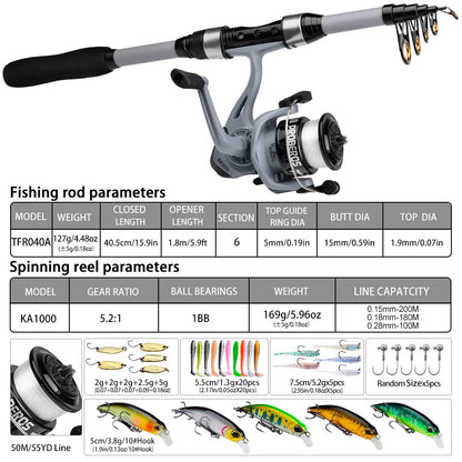 New 1.8m Glass Fiber Telescopic Pole Fishing Rod Reel Combo Kit Bass Fishing Tackle Set for Carp Bottom Fishing