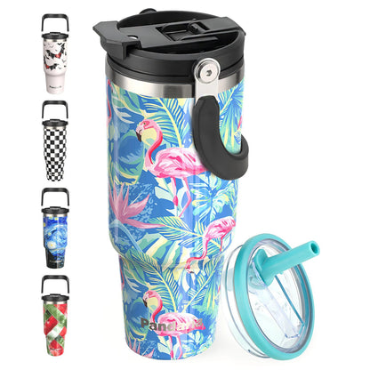 FBA Warehouse Ready Stock 40oz Powder  Solid Color Checkerboard  Coated Insulated Tumbler with Lids and Straws Insulated Mug