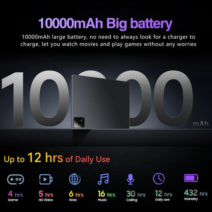 Tablet de alta configuração com ecrã IPS de 10,1 polegadas, preço de venda por grosso OEM, Android 14, processador de dez núcleos, 12 GB de RAM e 512 GB de ROM.