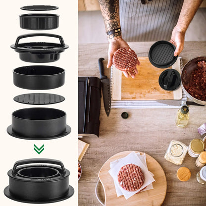BBQ Grilling Tool 3-in-1 Non-Stick PP Beef Meat Veggie Mold Stuffed Slider Burger Press Hamburger Patty Maker