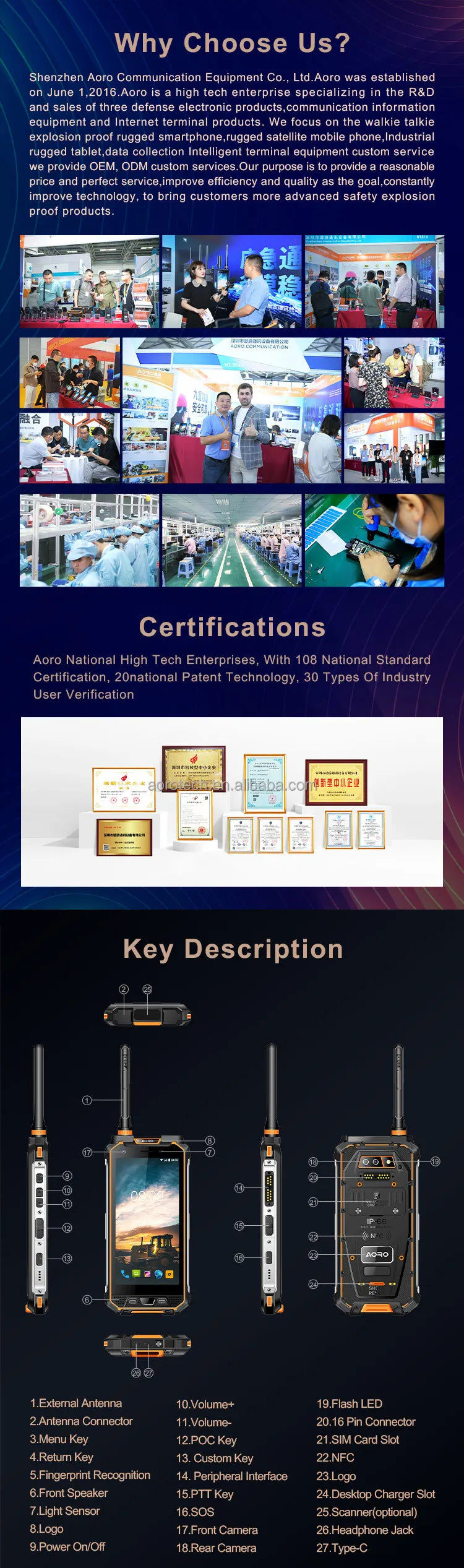 Explosion Proof Intrinsically Safe Zone 2 ATEX IP68 Waterproof Smartphone with NFC QWERTY Keyboard LTE/GSM/CDMA Compatibility