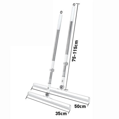 50cm Rotating Scraper Glass Wipers Soft Bristle Household Stainless Steel Long Handle Floor Sweeping Magic Broom for Bathrooms