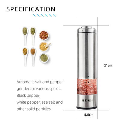 Hot Sales Battery Operated Stainless Steel Electric Salt and Pepper Grinder Set 304 Stainless Steel for Kitchen Cooking