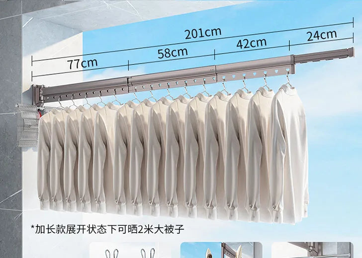 High Level Quality Aluminum Alloy Foldable Drying Rack Windproof Telescopic Multi Function Wall Mounted Clothes Drying Rack