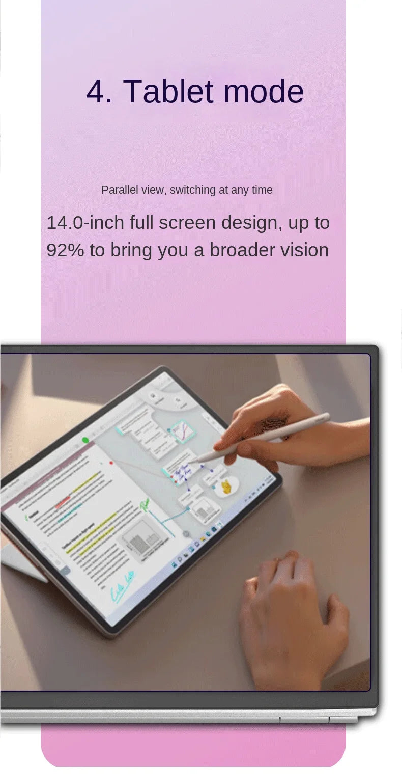 Factory Direct 14-Inch IPS Touch Screen 2-in-1 PC Tablet Light Portable Intel SSD Home Laptop New Cross-Border Wholesale English