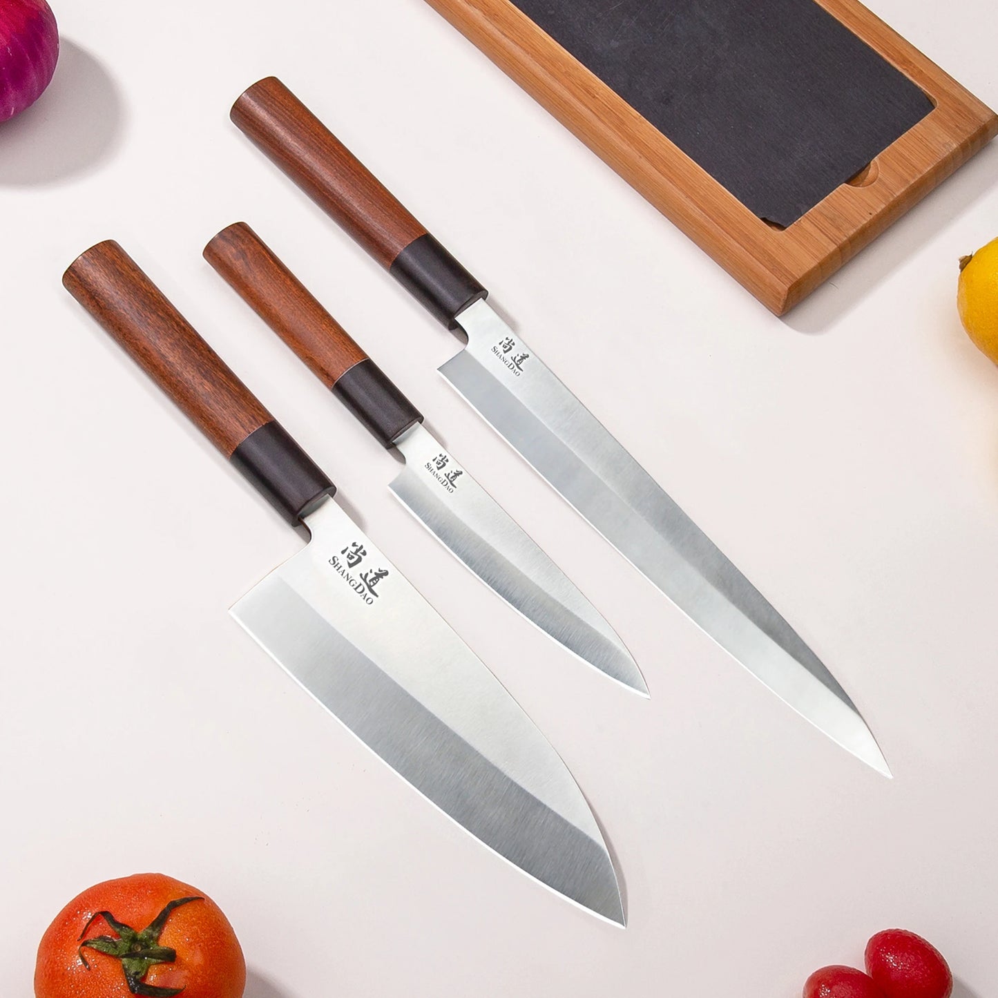 SHANGDAO 3PCS Japanese Kitchen Knife Set Chef Stainless Steel Filleting Set Sashimi Salmon Fish Yanagiba Sushi Meat Knife