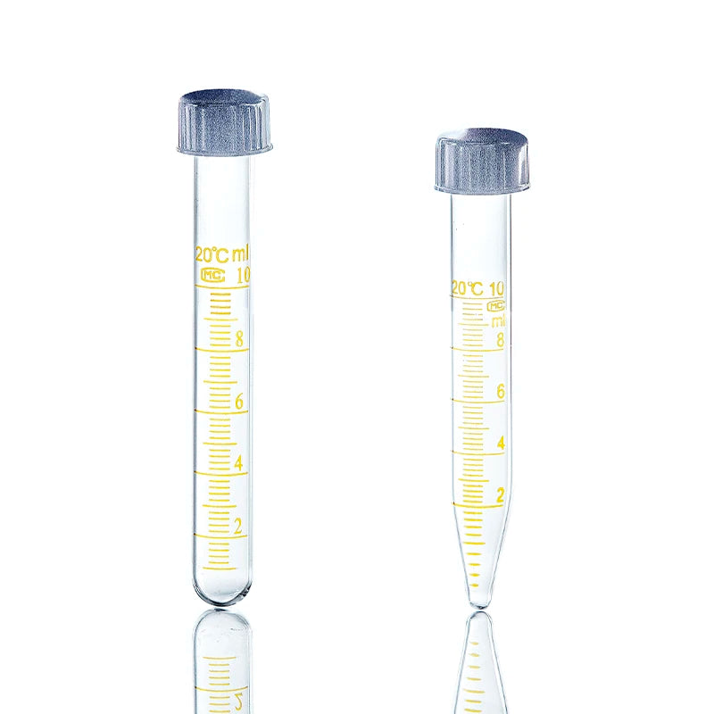 Laboratory 10 15 20 25ml Glass Graduated Round Flat Bottom Centrifugal test Tube With Thread Screw Cap Lid