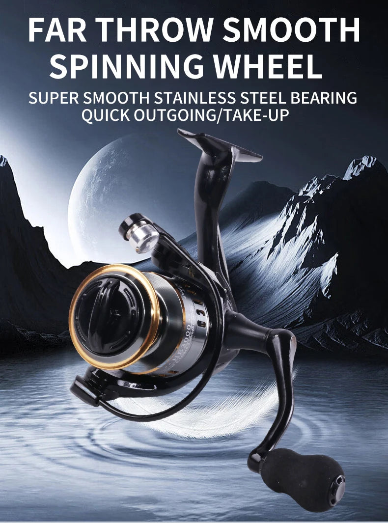 Full Metal Long Casting Spinning Reel HE1000-7000 Series | EVA Grip & Metal Grip | Freshwater & Saltwater Fishing
