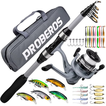 New 1.8m Glass Fiber Telescopic Pole Fishing Rod Reel Combo Kit Bass Fishing Tackle Set for Carp Bottom Fishing