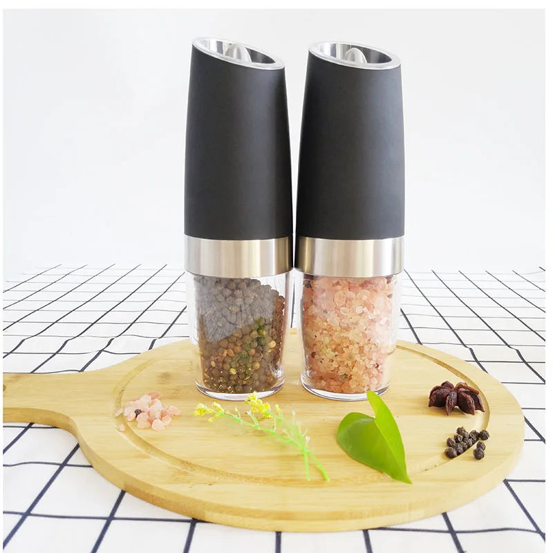 Low MOQ Battery Operated Pepper Mill Gravity Controlled Pepper Grinder with Transparent Chamber