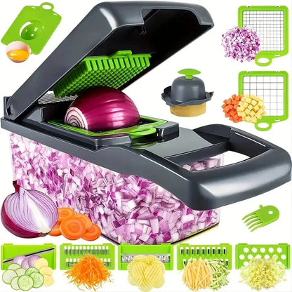 Factory Wholesale Kitchen Accessories 14 in 1 Food Cutter Veggie Onion Chopper Mandoline Slicer Multifunctional Vegetable Cutter