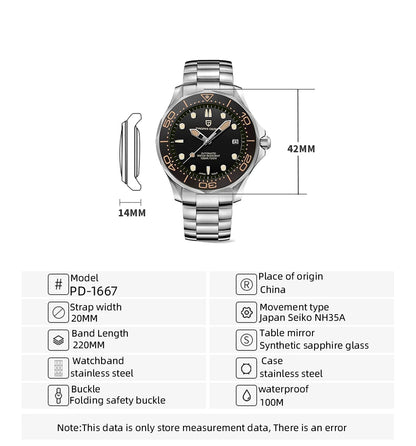 Pagani Design 2025 Automatic Watches for men mechanical wristwatch men Top Brand Luxury men watch 100m waterproof NH35 steel 007