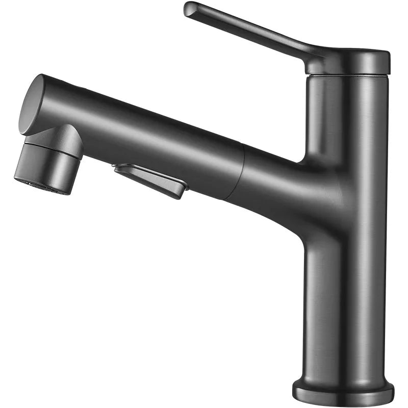 Modern All Copper Pull-Out Basin Faucet Hot Cold Single-Handle Design for Household Washbasin Bathroom Cabinet Toilet Wash Basin