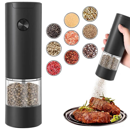 Electric Pepper and Salt Grinder, Adjustable Coarseness Salt & Pepper Mill,With LED Light,Easy to Clean