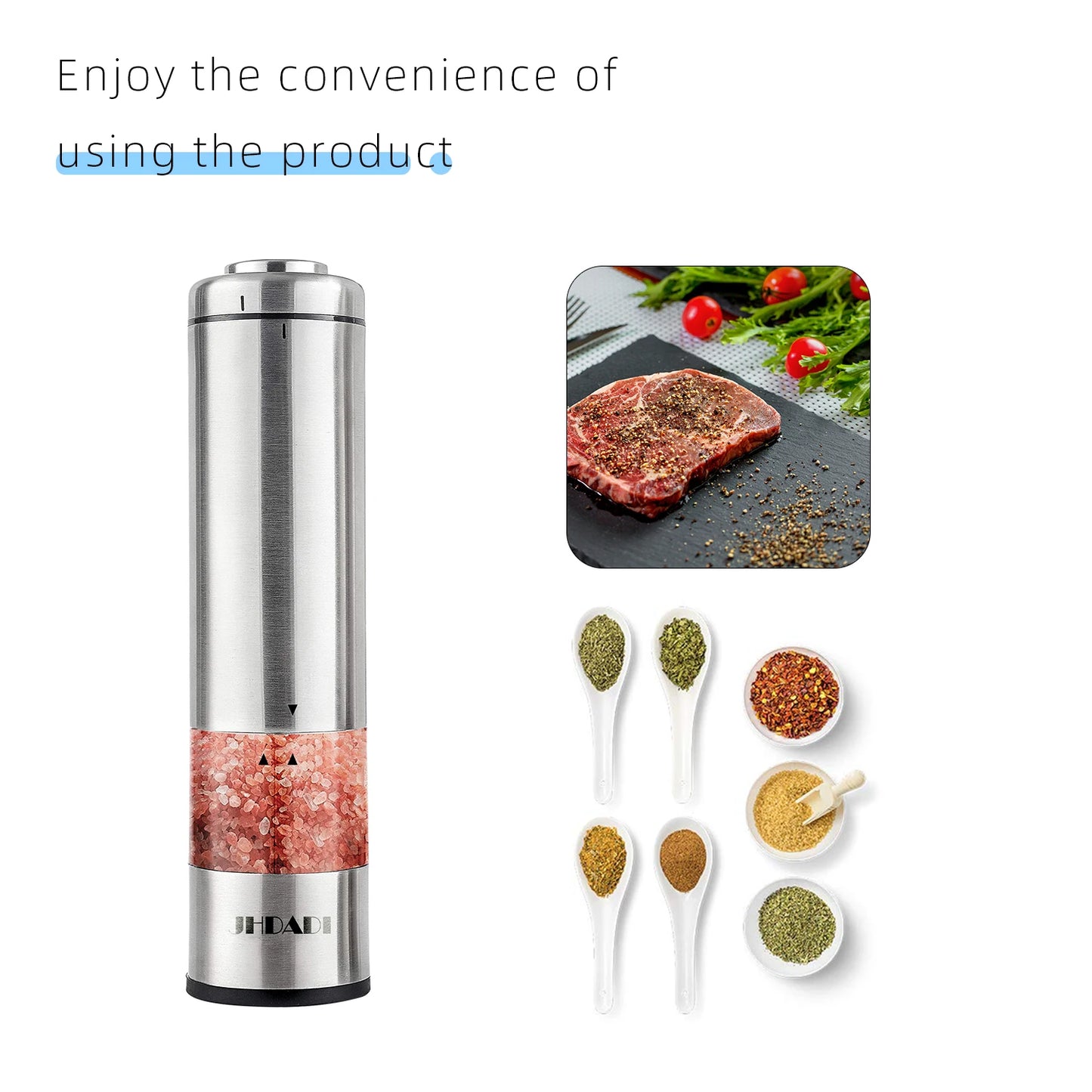Hot Sales Battery Operated Stainless Steel Electric Salt and Pepper Grinder Set 304 Stainless Steel for Kitchen Cooking