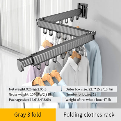 Laundry Retractable Drying Rack Folding Wall Mounted Clothes Hanger Rack