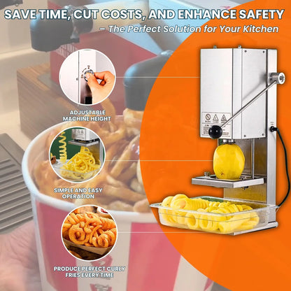 Try Our New Product Thin Easy To Operate Spiral Cutter Machine 26W Potato Slicer Cutting