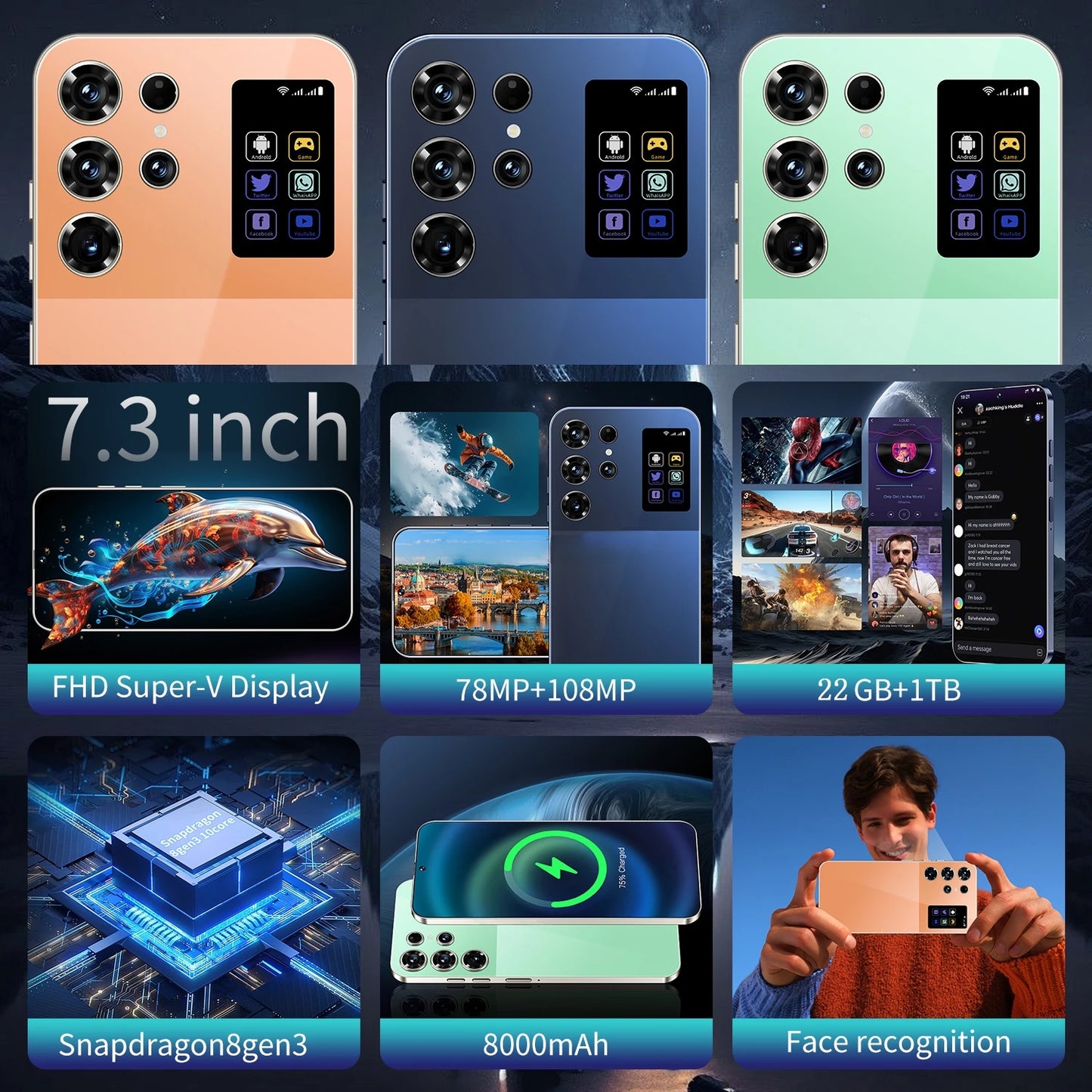 Real high quality 22+1tb s25 ultra smartphone best selling android 15phone cheap 7.3inch s25 ultra smart phone