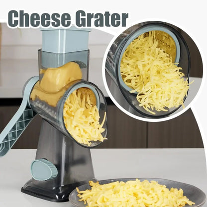 Rotary Cheese Grater with Handle  3 Changeable Blades for Cheese Potato Vegetable Cheese Shredder Slicer Grater for Kitchen