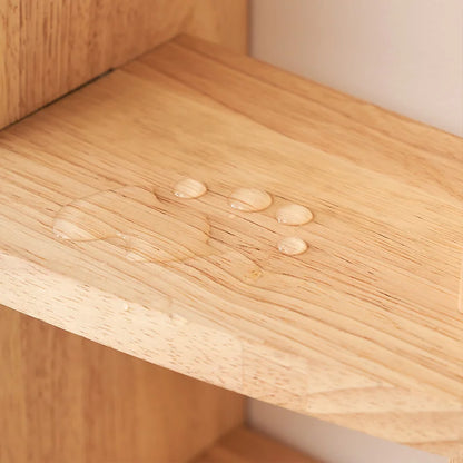 Custom Round Wall Mounted Curio Shelf - Chinese Style Solid Rubber Wood Display Rack for Tea Set/Living Room Decor